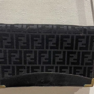 Fendi Logo Black Clutch Bag 2-Way Shoulder Bag for Women Used From Japan - Picture 1 of 12