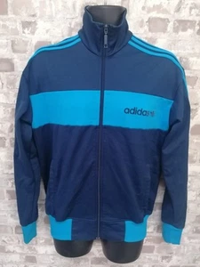 Vintage Adidas Track Jacket Mens Size M Blue Y2K Trefoil Sportswear 3 Stripe - Picture 1 of 12