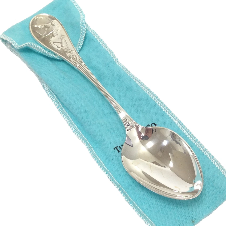 Cuchara sopera Tiffany & Co Audubon Place/ovalada 7-3/8" sólida esterlina 76,6 g sin mono Foto 1 de 4