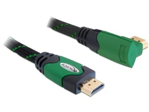 3x Kabel HDMI A-A St/St 1.4 gewinkelt rechts gruen 1m, Delock [82951] - Bild 1 von 1