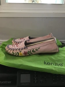 Kenzie Denso handbemalte rosa Brustkrebsschuhe Leder Größe 8 - Bild 1 von 5