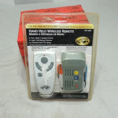 Hampton Bay - Hand Held Wireless Ceiling Fan Remote Control 191691 - 191 691 - Image 1 of 4