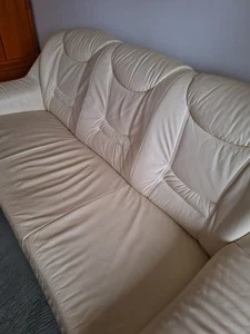 Couchgarnitur 2er und 3er Sitz creme Farben Natur Leder - Bild 1 von 2