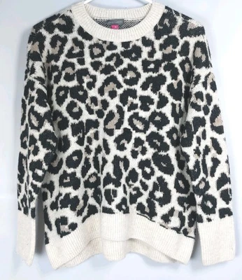 Suéter Vince Camuto Estampado Animal Neutro Talla XS Cabincore Gran Tamaño Cómodo Foto 1 de 4