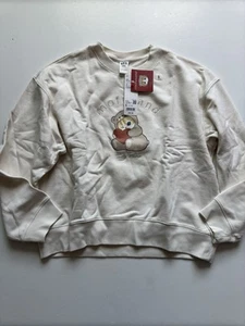 UNIQLO Mofusand Cute Teddy Off White Women Graphic Long Sleeve Sweatshirt Small - Picture 1 of 3