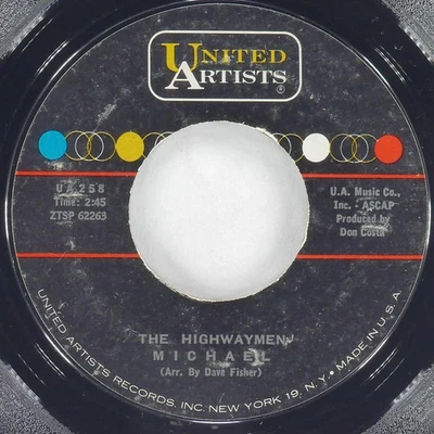 THE HIGHWAYMEN Michael / Santiano UNITED ARTISTS UA 258 VG+ 45rpm 7" 1961 Folk Foto 1 de 4