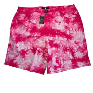 Ashley Stewart Damengröße 20 rosa Batik Denim Shorts Stretch neu mit Etikett - Bild 1 von 9