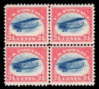 MOMEN: US STAMPS #C3 INTACT CENTER LINE BLOCK OF 4 MINT OG 2NH/2H LOT #96081* - Image 1 of 2