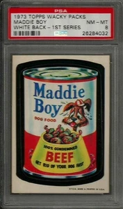 1973 Topps Wacky Packages Maddie Boy 1st Series White Back PSA 8 NM-MT Card - Picture 1 of 10