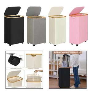 Wheeled Laundry Basket Supplies Laundry Hamper for Family Bathroom Blankets - Picture 1 of 22