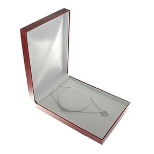 Collar de cadena de cuero sintético rojo caja de exhibición joyería caja de regalo estilo clásico - Imagen 1 de 5