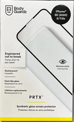 Protector de pantalla de vidrio sintético BodyGuardz PRTX iPhone SE (2020) / 8 / 7 / 6S Foto 1 de 2