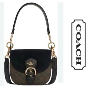 Coach Kleo Shoulder Crossbody In Signature Brown/Black Canvas EUC - Picture 1 of 14