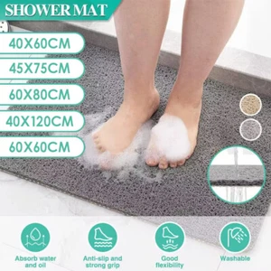Shower Mat Rug Anti Slip Loofah Bathroom Bath Mat Carpet Water Drains Non Slip - Picture 1 of 15