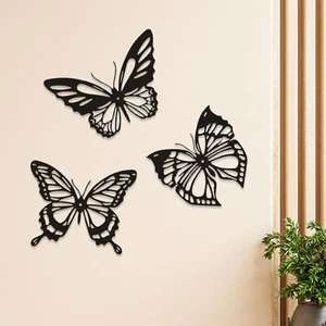 3Pcs Metal Butterfly Wall Decor Butterfly Wall Art Sculpture Hangings Decoration - Picture 1 of 11