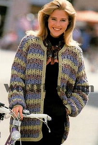 Häkelmuster Damen lange Länge Cardigan/Rundhals. 33""-39"" Büste - Bild 1 von 1