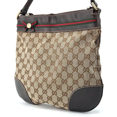Auténtico Bolso Bandolera GUCCI GG Lona Cuero Mayfair Princy Marrón 257065 Foto 1 de 4