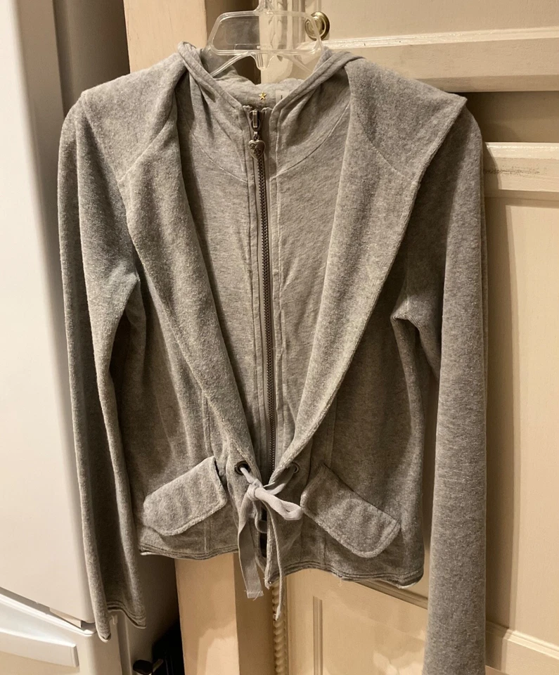 Twisted Heart Gray Zip Up DOUBLE HOODIE M Size Medium Y2K Rare - Image 1 of 4