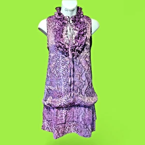MORGAN DE TOI "ultraviolett" Schlangenleder schimmernd lässig Tunika Top Minikleid L 2B - Bild 1 von 16