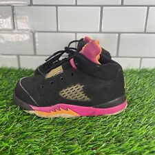 NIKE Air Jordan Retro 5 Infant Sneaker Size 7C Black Fucshia Orange 440890-067