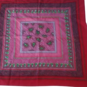Pierre Cardin Elegant Red Green Pink Square Multifunctional Scarf 23" X 24" - Picture 1 of 8