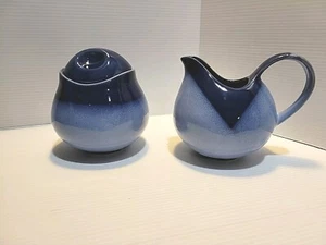 Nova Blue by Sango Creamer 10oz. & Lidded Sugar Bowl Table Decor 3 pcs 2000-09 - Picture 1 of 17