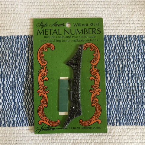 NOS Vintage Mid Century metal house number 1 Black 4” Tall Cover