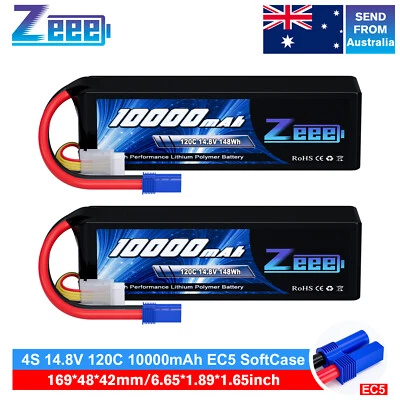 2x Zeee 4S Lipo Battery 10000mAh 14.8V 120C EC5 for Xmaxx RC Car Truck Tank Boat - image 1 of 4
