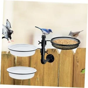 Wall Mounted Bird Feeder with Metal Mesh Seed Tray and 2 Bird Bath Bowls,Heavy - Picture 1 of 7