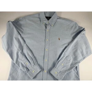 Ralph Lauren Shirt Men's L Light Blue Oxford Classic Fit Button Flesh Pony Long - Imagen 1 de 7