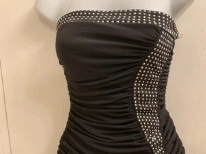 NWOT BYROX VERY SEXY BLACK STRETCH RUCHED SEQUIN TUBE TOP SM - Picture 1 of 7