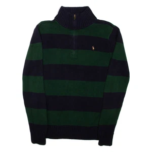 POLO RALPH LAUREN Jungen Pullover gemustert blau gestreift 1/4 Reißverschluss eng Strick L - Bild 1 von 6