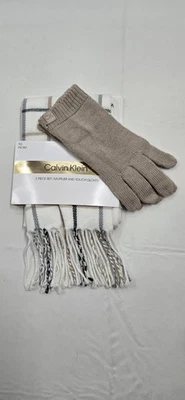 Calvin Klein Juego de 2 Piezas Silenciador y Guantes Táctiles Crema Nuevo Con Etiquetas  Foto 1 de 4