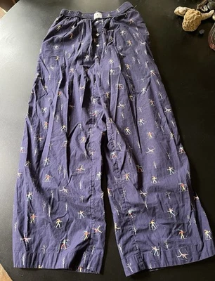 Anthropologie Emily Isabella Azul Esquí Esquiador Algodón Pijama Pantalones para Dormir Talla S Foto 1 de 4