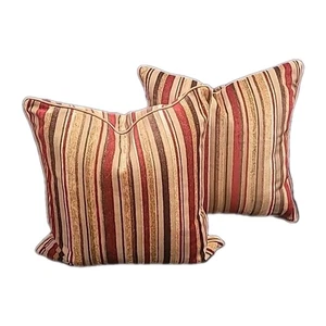 2 Restoration Hardware Cushion/ Throw Pillows Striped Brushed Textured Down. - Picture 1 of 8