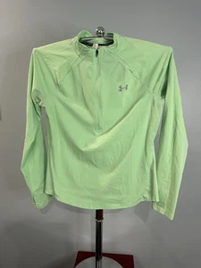Top de mujer Under Armour UA ajustado Heatgear manga larga talla M 1/4 cremallera verde usado en excelente estado - Imagen 1 de 3