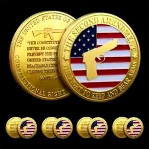 LOT X 5 SECOND AMENDMENT RIGHTS 24K GOLD LAYERED COLORIZED COINS BU - Picture 1 of 6