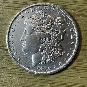 Pair of Silver Dollars a 1884-O Morgan and 1922 Peace Dollar Both AU - Picture 1 of 4