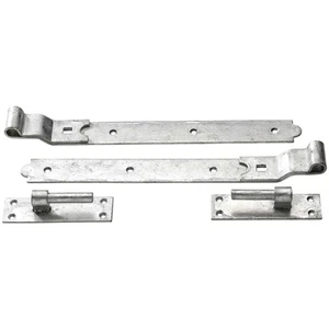 18" Cranked Hook and Band Hinges – Heavy Duty Gate Hinge – Galvanised or Black - Picture 1 of 6