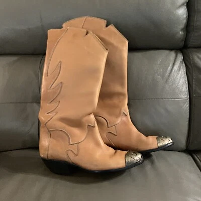 Bellini Western Prairie Boho Bronze Metal Toe- Soft Ran Leather Women’s Size 7 B - Image 1 of 4