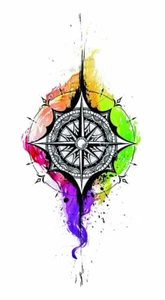 Temporäres Tattoo Kompass Schiff Stern Wasserfest Steuerrad Einmal Klebetattoo - Bild 1 von 2