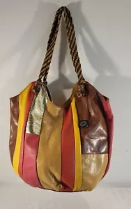 The Sak Patchwork Leather Boho Purse Snap Closure Pockets Large 15" x 15" - Picture 1 of 11
