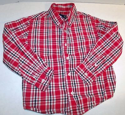 J Khaki Red Black White Plaid Button Down Preppy Dress Shirt Cotton Size 7 C-2 - Image 1 of 3