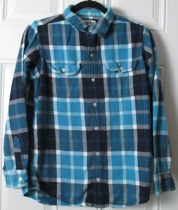 Boys Size Large Urban Pipeline Flannel Shirt Blue White - Picture 1 of 3