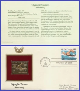 USA7 #2500 ADDR GOLDEN REPLICA FDC   Helene Madison Olimpics Swimming - Picture 1 of 1