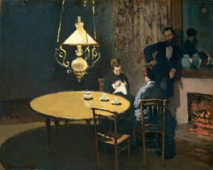 Hand-painted Oil Painting Claude Monet-An Interior after diner (1868-1869) - Picture 1 of 2
