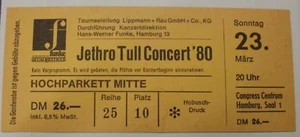 JETHRO TULL CONCERT 23-3-80 HAMBURG Ticket Konzertkarte Eintrittskarte - Picture 1 of 2