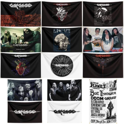 Cartel tapiz bandera banda rock death metal pesado canal + ojales de latón Foto 1 de 4