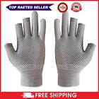 3 Fingers Cut Fishing Gloves Anti-Slip Sunscreen Angling Gloves (Gray) UK
