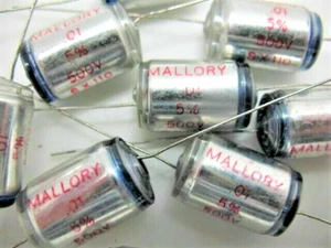 2X - .01uF / 10nF @ 500V 5% MALLORY SX SERIES (AUDIO FILM/FOIL) POLYSTYRENE CAP - Picture 1 of 2